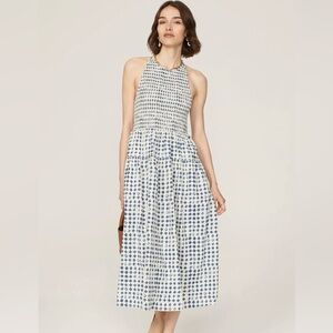 Madewell Shibori Halter Neck Tiered Midi Dress